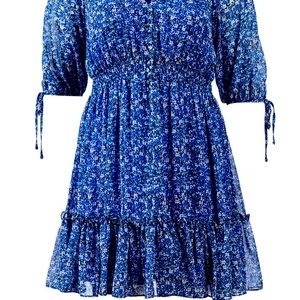 Taylor size 10 blue floral knee-length dress